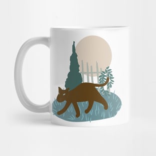 Cat in a moonlit garden Mug